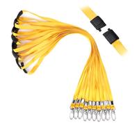 Segus Cuelga Llaves Cuello, 10 Piezas Cinta Cuello Llaves con Clip de Seguridad, Lanyards de Imitación de Nylon, para Silbidos, Billeteras, Linternas (Amarillo)