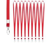 Segus Cuelga Llaves Cuello, 10 Piezas Cinta Cuello Llaves con Mosqueton Metalico, Lanyards de Imitación de Nylon, para Porta Tarjetas Identificativas (Rojo)