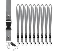 Segus Cuelga Llaves Cuello, 10 Piezas Lanyards, Cinta Cuello Llaves con Cierre de Langosta Giratorio, Lanyard para Estudiantes, Enfermeras, Visitantes (Gris Oscuro)