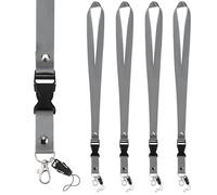 Segus Cuelga Llaves Cuello, 5 Piezas Lanyard, Cinta Cuello Llaves con Cierre de Langosta Giratorio, Lanyards de Imitación de Nylon, para Porta Tarjetas Colgante (Gris Oscuro)