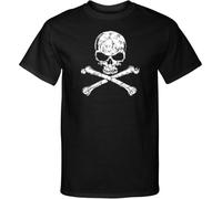 SEGY8876S Halloween Tall T-Shirt White Distressed Skull Black M