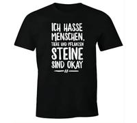 SEGY8876S I Hate People Animals and Plants Stones Are Okay Saying T-Shirt Black L