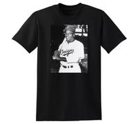 SEGY8876S Jackie Robinson T Shirt Dodgers Photo Poster Black 3XL