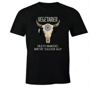SEGY8876S Vegetarian Vegan Bad Hunter T-Shirt Saying Skull Black XXL