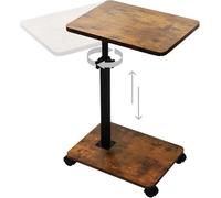 SEHAUSEU Mesa Auxiliar en Forma de C, Altura Ajustable, Mesa de Sofá con Ruedas, Mesa Pequeña, Side Table, Mesa de Café, Mesa de Cama, Mesa de Noche, Mesa de Cuidados para Salón, Dormitorio, Baño