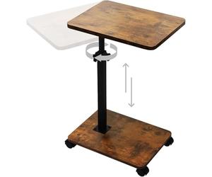 SEHAUSEU Mesa Auxiliar en Forma de C, Altura Ajustable, Mesa de Sofá con Ruedas, Mesa Pequeña, Side Table, Mesa de Café, Mesa de Cama, Mesa de Noche, Mesa de Cuidados para Salón, Dormitorio, Baño