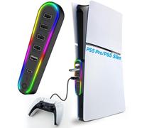 Sehawei Hub Multipuerto de Alta Velocidad USB2.0 para PS5 Pro/Slim | 5 Puertos, Transferencia de Datos , Carga Rápida ,No para PS5 2020
