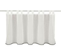 Sehlbach Cortina de bistró estructurada con Borde de Ganchillo en Contraste, Blanca, 140 x 75 cm Visillo de Media Ventana, Tejido Estructurado, Traslúcido, Certificado Oeko-Tex