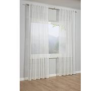Sehlbach Cortinas confeccionadas Cinta de Cortina, Rayas horizontales Etamine, Blanco, 140 x 245 cm Cortinas, Traslúcidas, Opacas, Diseño de Moda, Caída, Certificado Oeko-Tex