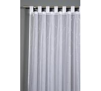 Sehlbach Cortinas confeccionadas con Trabillas, Voile Estampado láminas, Blanco, 140x245 cm, Elegante Estampado, Decoración Sencilla, Certificado Oeko-Tex, Traslúcidas