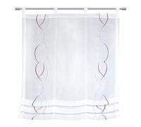 Sehlbach Estor Plegable Bordado en Voile, Blanco, 80 x 120 cm Estilo bistró, Regulable en Altura, Diseño Atemporal, Traslúcido, Fácil de Instalar, Certificado Oeko-Tex