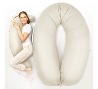 sei Design Cojín de lactancia XXL 190 x 35 cm con funda de muselina ergonómico. Almohada para embarazadas, para dormir de lado, para adultos, funda de lactancia de 100% algodón orgánico