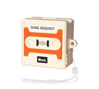 SEIAIYG Funda Compatible con Samsung Galaxy Buds 4 Pro/Buds 4, Carcasa Protectora de Silicona con Cordón, Diseño Retro de Casete 3D, LED Visible Frontal - Naranja