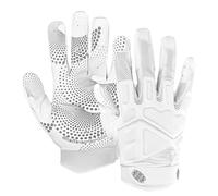 Seibertron G.A.R.G 2.0 Gel Filled Patented Anti-Impact Ultra-Stick Sports Receiver Glove American Football Gloves Youth and Kids/Guantes de fútbol Americano para Juventud y niños White L