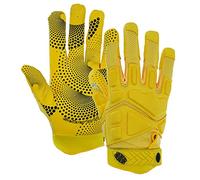 Seibertron G.A.R.G 2.0 Gel Filled Patented Anti-Impact Ultra-Stick Sports Receiver Glove American Football Gloves Youth and Adult/Guantes de fútbol Americano para Adulto Yellow S