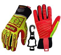 Seibertron HIGH-VIS HRIG Anti Impact Work Gloves Hi-Vis Oil and Gas Water Resistant Safety Heavy Duty Utility Mechanic Rigger Glove CE EN388 4132 M With 1 Black Glove Clip