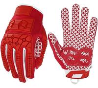 Seibertron Lineman 2.0 Padded Palm Football Receiver Gloves, Flexible TPR Impact Protection Back of Hand Glove Adult Sizes Red XL