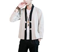 Seidarise Chaqueta de Kimono Tradicional Japonesa para Hombre, Cárdigan Masculino, Chaqueta Noragi, Abrigo Yukata, Haori, a3-Blanco, Medium