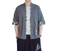 Seidarise Chaqueta de Kimono Tradicional Japonesa para Hombre, Cárdigan Masculino Noragi, Abrigo Yukata, Haori, Large