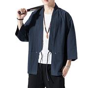 Seidarise - Chaqueta kimono para hombre, chaqueta Noragi, japonesa, Yukata, Haori, talla grande - Gris - Large