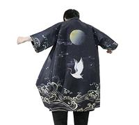 Seidarise Haori - Chaqueta larga tipo kimono para hombre, estilo japonés, con siete mangas voladoras, frente abierto, C-208, X-Large