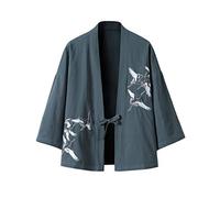 Seidarise Kimono para hombre, ropa tradicional japonesa, cárdigan para hombre, chaqueta Noragi, abrigo Yukata Haori, T1-verde, X-Large
