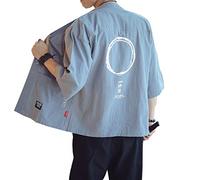 Seidarise Kimono para hombre, ropa tradicional japonesa, cárdigan para hombre, chaqueta Noragi, abrigo Yukata Haori, R2-gris claro, Large