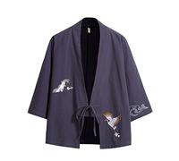 Seidarise Kimono para hombre, ropa tradicional japonesa, cárdigan para hombre, chaqueta Noragi, abrigo Yukata Haori, S-gris., XX-Large