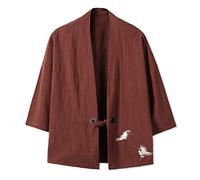 Seidarise - Kimono tradicional japonés para hombre, chaqueta Noragi, chaqueta Yukata Coat Haori - Gris - Medium