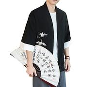 Seidarise Kimono tradicional japonés ropa masculina chaqueta noragi chaqueta Yukata abrigo Haori, T-62black, X-Large