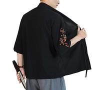 Seidarise Kimono tradicional japonés ropa masculina chaqueta noragi chaqueta Yukata abrigo Haori, T-63black, Medium