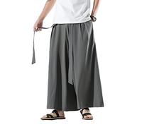 Seidarise Pantalones de harén de Lino para Hombre, Pierna Ancha, Estilo harén, Estilo japonés, para Yoga, Hip Hop, Holgados, 75gris, XX-Large
