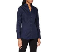 Seidensticker Blusa Cuello Copa Manga Larga Slim fit Uni sin Plancha, Azul (Dunkelblau 18), 38 para Mujer