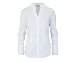 Seidensticker Blusa para Mujer - Blusa de Ciudad - No Necesita Planchado - Blusa Cuello cáliz - Slim Fit - Manga Larga - 100% algodón, Blanco, 34