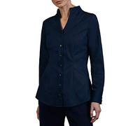 Seidensticker Kelchkragenbluse Langarm Slim Fit Uni Bügelfrei Blusa, Azul (Dunkelblau 18), 36 para Mujer
