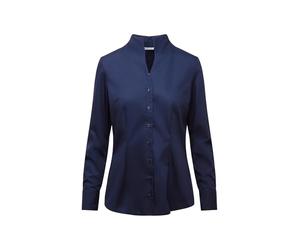 Seidensticker Kelchkragenbluse Langarm Slim Fit Uni Bügelfrei Blusa, Azul (Dunkelblau 18), 36 para Mujer