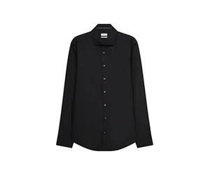 Seidensticker Men Slim Patch Longsleeve Cotton Camisa, Negro (665477), 43 para Hombre