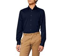 Seidensticker Shaped Bügelfrei Kent Langarm, Camisa para Hombre, Azul (Dunkelblau), 43