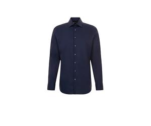 Seidensticker Shaped Bügelfrei Kent Langarm, Camisa para Hombre, Azul (Dunkelblau), 44