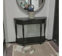 SEIFE Consola de Madera Maciza en Forma de Media Luna para Entrada, Mesa de Entrada con cajón, Mesa de sofá semicircular, decoración para Pasillo y Entrada(Black,80cm/31.4in)