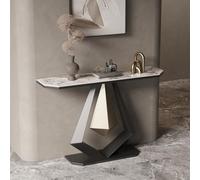 SEIFE Consola Moderna con Panel de Roca y Marco de Metal, Mesa Auxiliar Decorativa para Sala de Estar, para Pasillo, vestíbulo, Entrada, recibidor(Black 2,100cm/39.3in)