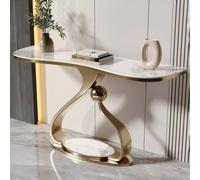 SEIFE Consola Moderna con Panel de Roca y Marco de Metal, Mesa Auxiliar Decorativa para Sala de Estar, para Pasillo, vestíbulo, Entrada, recibidor(Gold 1,120CM/47.2in)