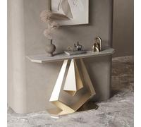 SEIFE Consola Moderna con Panel de Roca y Marco de Metal, Mesa Auxiliar Decorativa para Sala de Estar, para Pasillo, vestíbulo, Entrada, recibidor(Gold 3,80cm/31.4in)