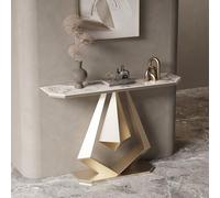 SEIFE Consola Moderna con Panel de Roca y Marco de Metal, Mesa Auxiliar Decorativa para Sala de Estar, para Pasillo, vestíbulo, Entrada, recibidor(Gold 2,80cm/31.4in)