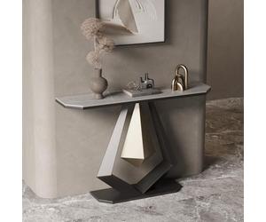 SEIFE Consola Moderna con Panel de Roca y Marco de Metal, Mesa Auxiliar Decorativa para Sala de Estar, para Pasillo, vestíbulo, Entrada, recibidor(Black 3,100cm/39.3in)