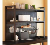 SEIFE Desktop Bookshelf,Dorm Bookshelf,Desk Organizer Shelf,Desktop Storage Shelf,Student pegboard Bookcase,Home Office racksdisplavs,Lift Desk Bookcase,Desk Hutch Dorm(Black Double Layer,100cm)