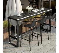 SEIFE Mesa de Bar para balcón al Aire Libre con barandillas, Mesa de Bar Rectangular de Altura, Mesa Alta Estrecha Industrial para Patio, sin taburetes(Black,160cm/62.9in)