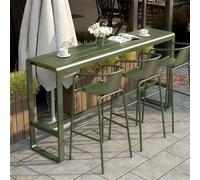 SEIFE Mesa de Bar para balcón al Aire Libre con barandillas, Mesa de Bar Rectangular de Altura, Mesa Alta Estrecha Industrial para Patio, sin taburetes(Green,160cm/62.9in)