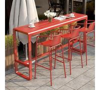 SEIFE Mesa de Bar para balcón al Aire Libre con barandillas, Mesa de Bar Rectangular de Altura, Mesa Alta Estrecha Industrial para Patio, sin taburetes(Red,140cm/55.1in)