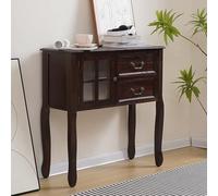 SEIFE Mesa de Entrada de Madera Maciza con cajones y Estante Abierto, Mesa de Entrada para Sala de Estar, Mesa Auxiliar Estrecha, Consola Moderna para sofá(Dark Walnut,100cm/39.3in)